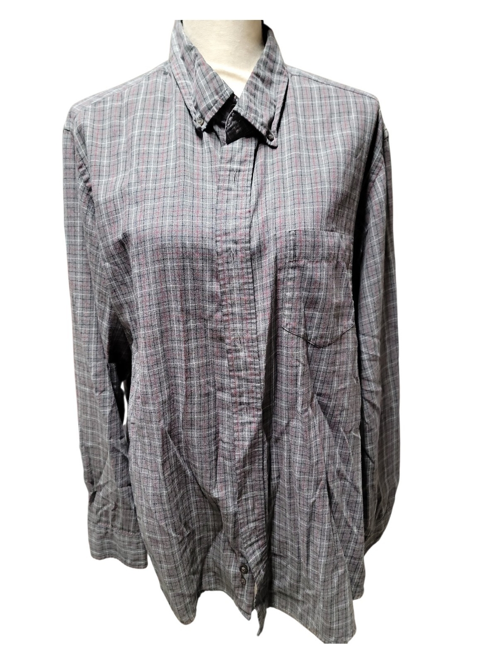 George Grey Plaid Long-Sleeve Button-Down Shirt
